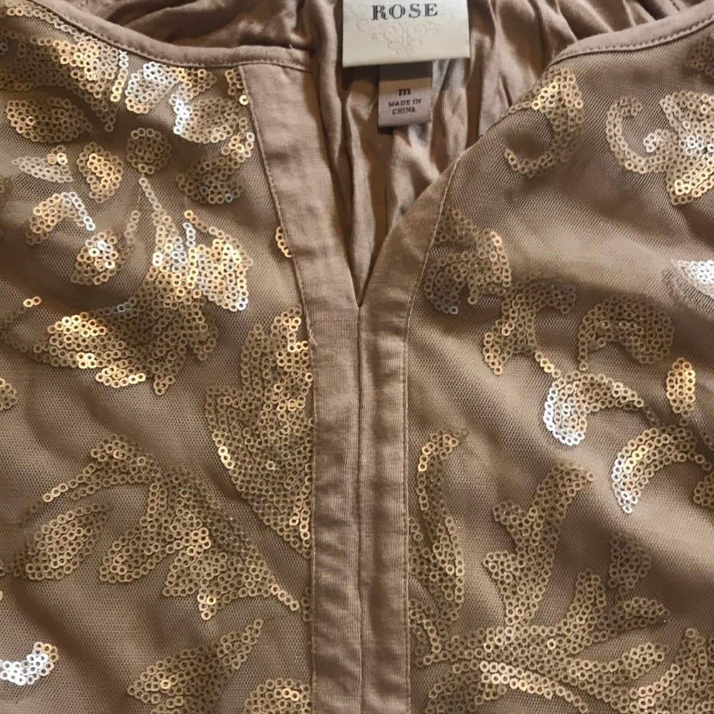 Knox Rose Beige Rose Gold Long Sleeve Top